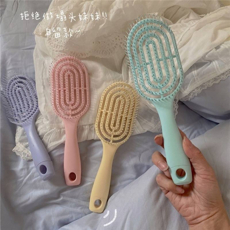 Cute estilo macarón costilla de masaje de tipo de retorno vacío casero cabello recto rizado cabello de masaje de cabello suelto peine de cuidado del cabello