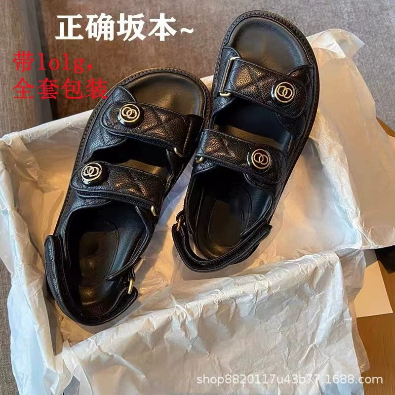 Спортивные сандалии для отдыха с липучкой, стиль Chanel