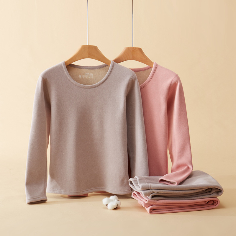 New Autumn and Winter Thick Alpaca Wool Thermal Set, Women's Fleece-Lined Thickened Round-Neck Base Layer Top and Pants New Autumn and Winter Thick Alpaca Wool Thermal Set, Women's Fleece-Lined Thickened Round-Neck Base Layer Top and Pants
