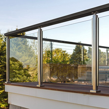 U型槽外卡槽立柱方扶手钢化玻璃不锈钢护栏杆不锈钢立柱扶手安装