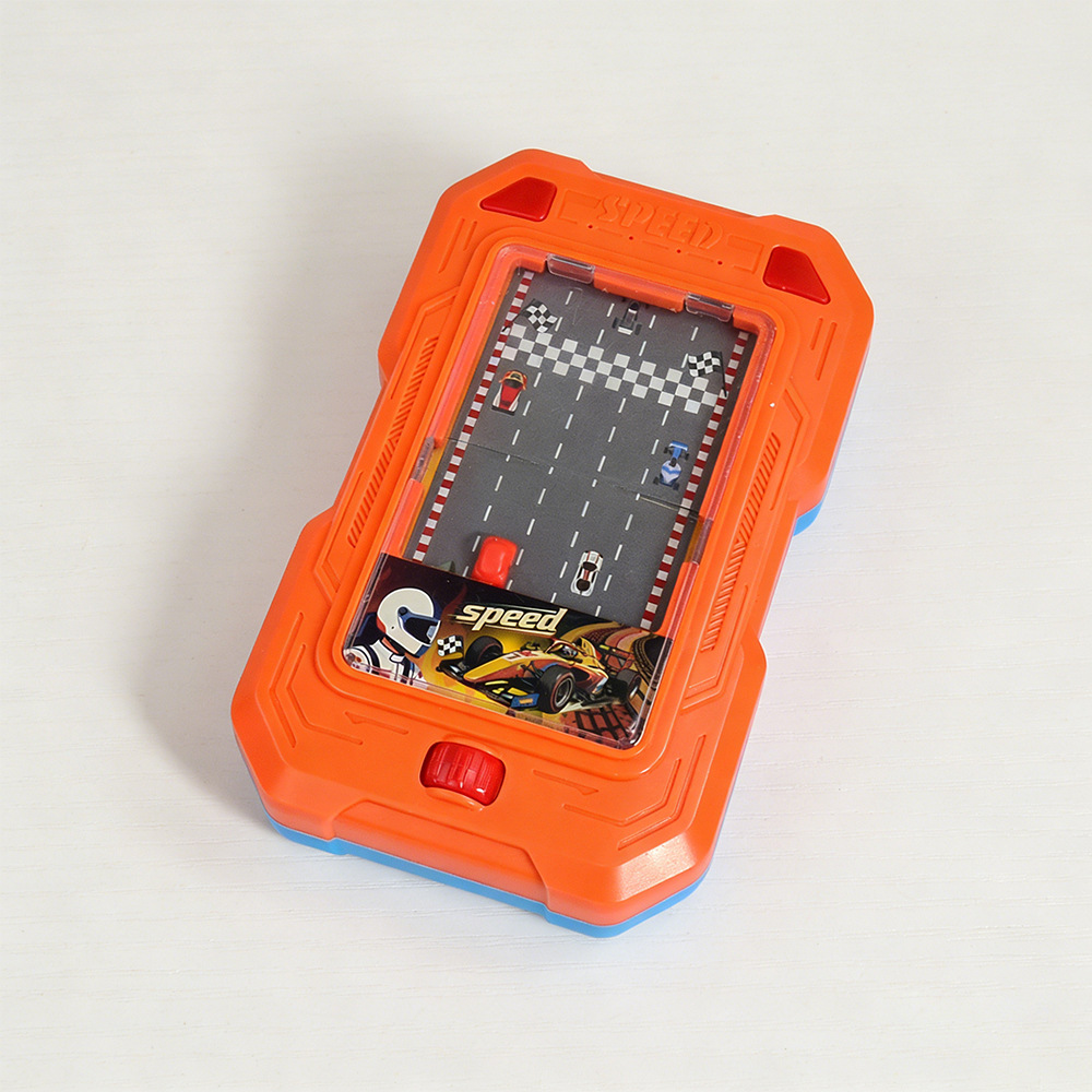 Orange electric racing car, game console