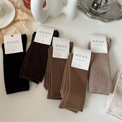 Women's Autumn/Winter 2023 New Mid-Calf Stacked Socks, Cotton Fine Ribbed Women's Socks