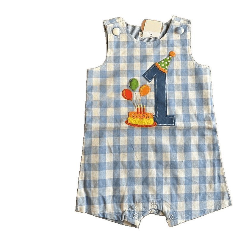 ベビー1歳服、夏服、超おしゃれカジュアル幼児チェック柄ハイハイ服、夏用薄手ベビーワンピース|undefined