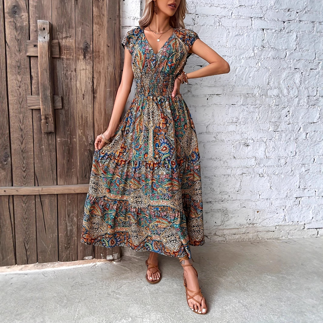 Cross-Border Source Foreign Trade European And American Women's Fashion Summer New Bohemian Style Waist-Cinching_ecoleips.com