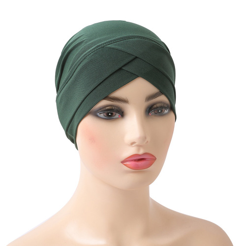 Fashion Crystal Mohair Two-Layer Cross-Over Hooded Cap Full Head Cover Head Scarf Arabic Scarf H117
