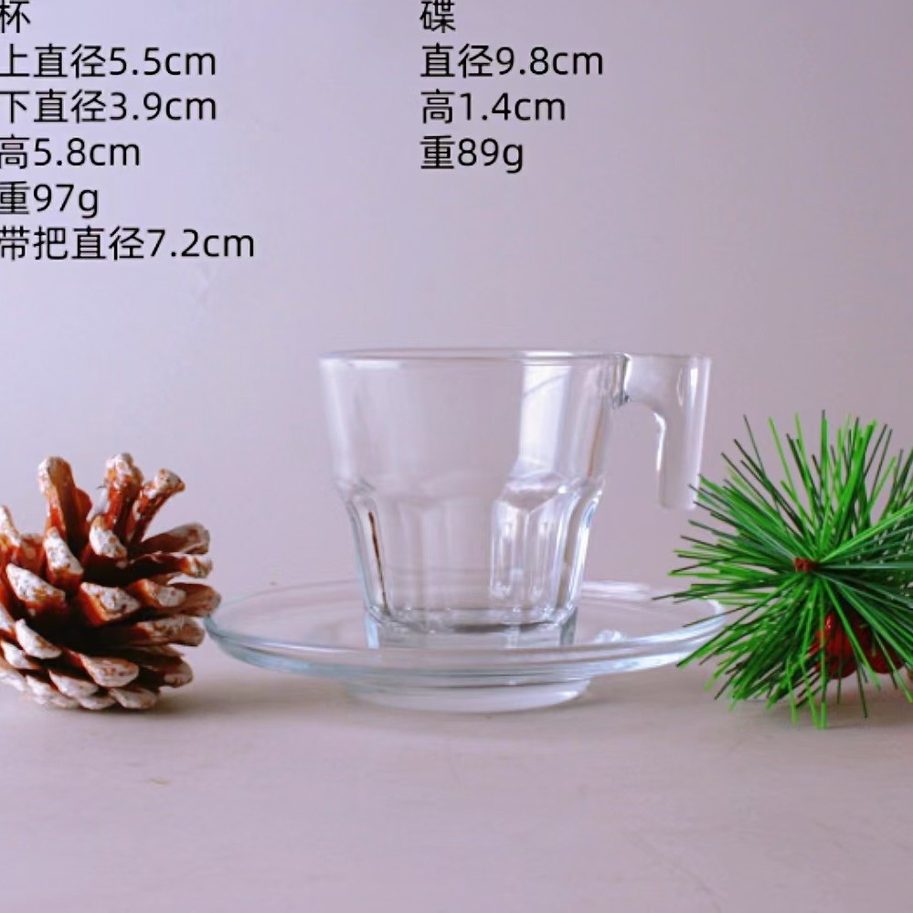 Cintas transparentes de alta calidad con vasos y platos para tazas de té caseras, tazas de café, restaurantes, diseño simple