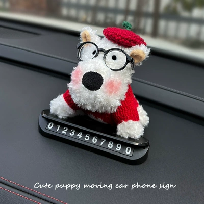 Decoration Ornaments Mobile Car Phone – Nömrəli dayanma kartı - black-stop-sign-number-6-group-scratched-dog-red-beret-red-clothes