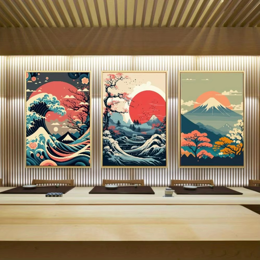 Canvas Material Chinoiserie Pastoral Scenery Landscape Canvas Artificial Decorations