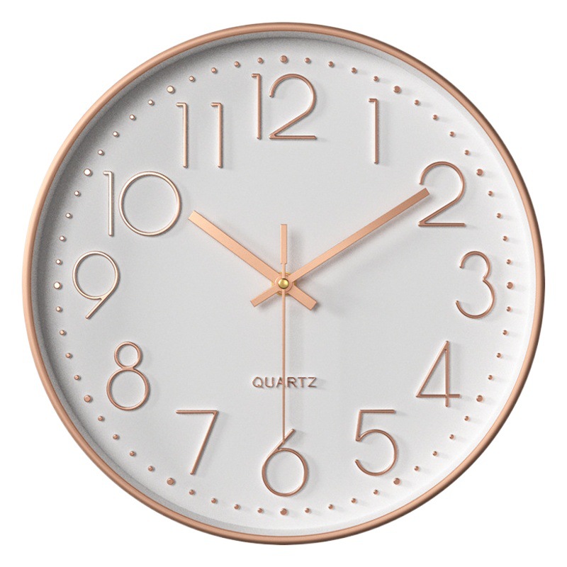 Reloj, reloj de pared silencioso para sala de estar, sencillo y popular, reloj moderno, de pared, para uso doméstico, números tridimensionales, reloj de pared de cuarzo de 30 cm
