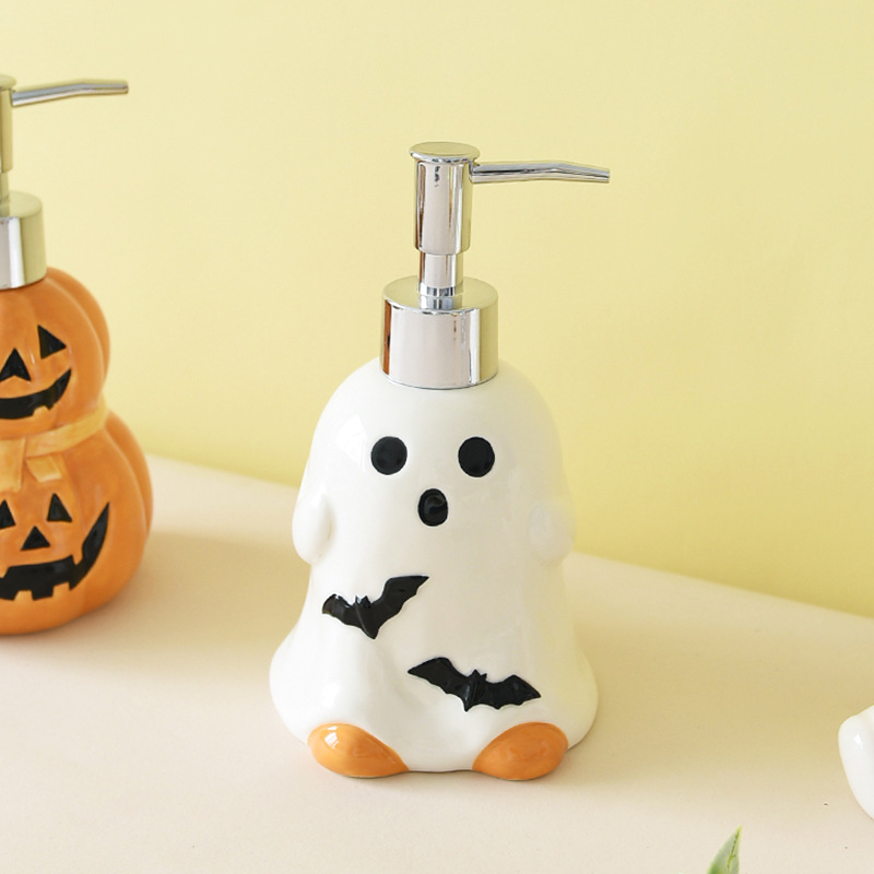 Halloween fantasma calabaza en forma de emulsión cerámica botella de jabón botella de desinfectante de manos botella de cerámica