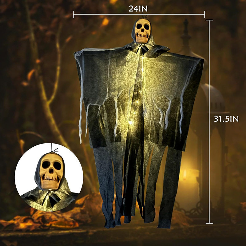 Decoración de Halloween gaza cráneo fantasma colgante fantasma colgante árbol al aire libre colgante horrores accesorios colgante diseño de escena