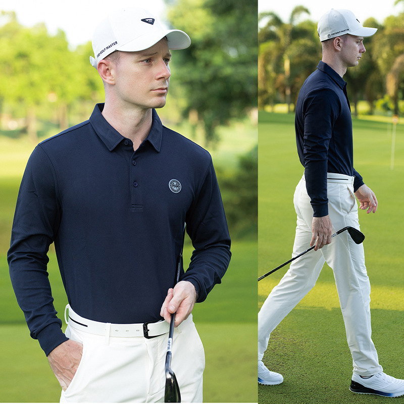 Áo thun dài tay golf nam PGM vải chức năng nhanh khô thoáng khí — YF445 màu xanh hải quân, YF445 Đen Xanh Navy, YF445 màu xanh nhạt, YF445 màu xám