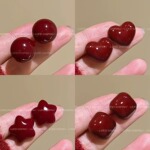 复古港风酒红色画油耳钉气质甜美高级感耳环简约时尚轻奢百搭耳饰