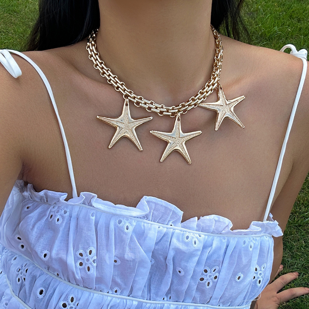 77g Weight CCB, Alloy Pendant Material Pendant Necklace Classification Iron Chain Material 1 Piece Quantity Holiday, Daily Occasion CCB, Alloy, Iron Material Star, Heart Shape Pattern Women's Gender Casual, Simple Style Style Casual Simple Style Star Heart Shape CCB Alloy Iron Wholesale Pendant Necklace 12