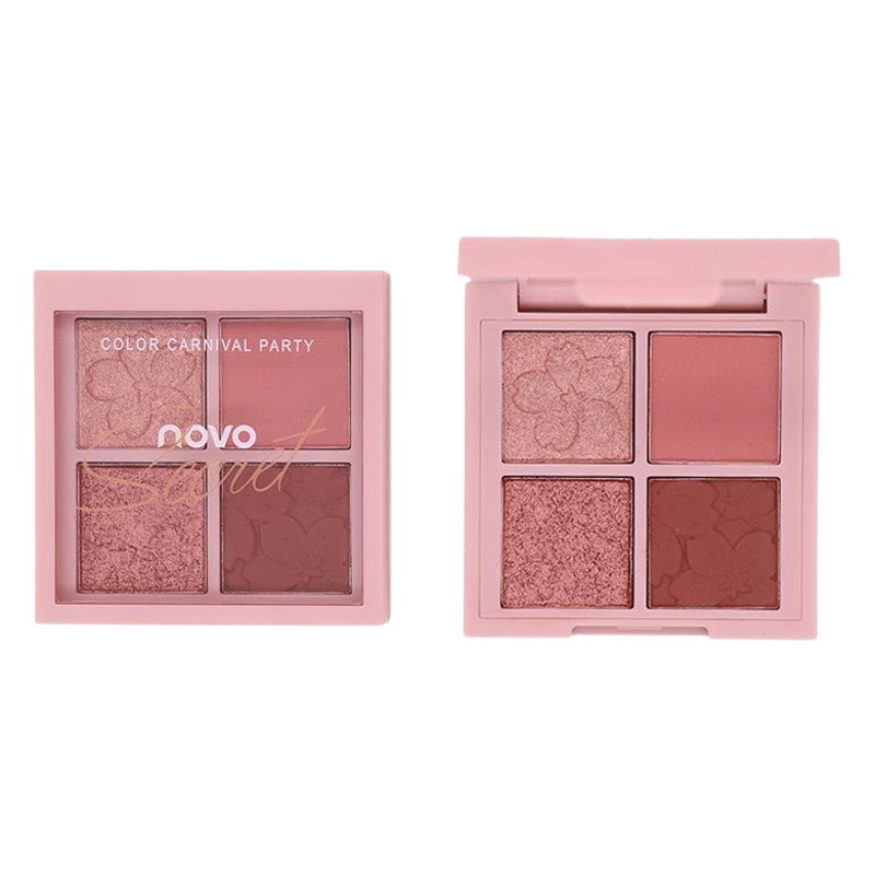 Novo5330 Four-Color Eyeshadow Matte Pearlescent Fine Shimmer Long-Lasting Color Non-Fading Non-Flying Powder Portable Eyeshadow Palette