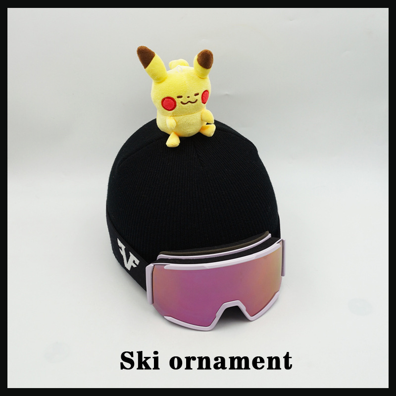 Creative Versatile Personality Bean Eye Pikachu Doll Ski Hat Set Headgear Accessories Wool Hat Handmade
