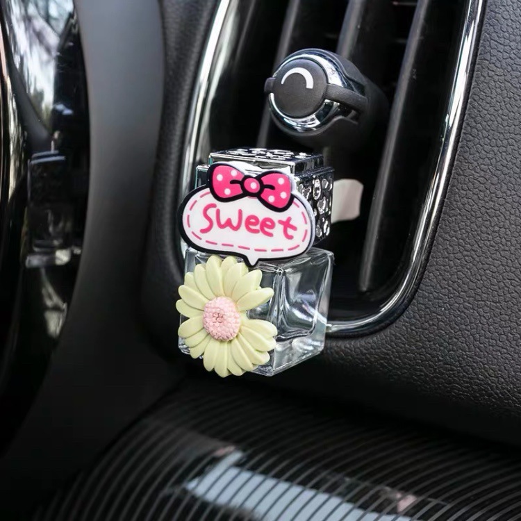Botella de perfume para automóviles botella vacía auto-agregación aire acondicionado ventilador de salida perfume para automóviles perfume ligero caricatura mujer