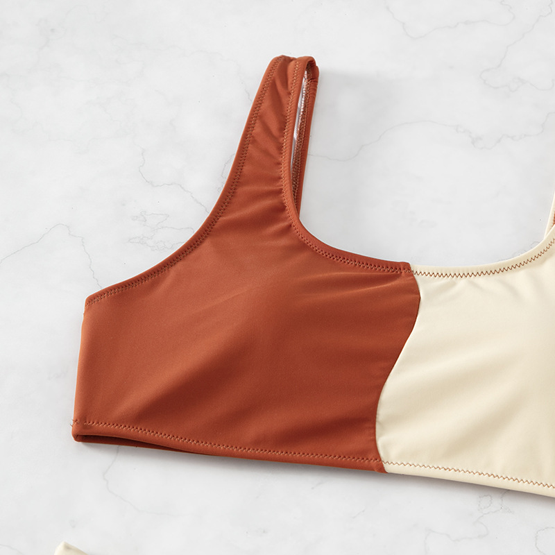 Bikini set donna a vita alta color block due pezzi sexy costume mare_voghion.com