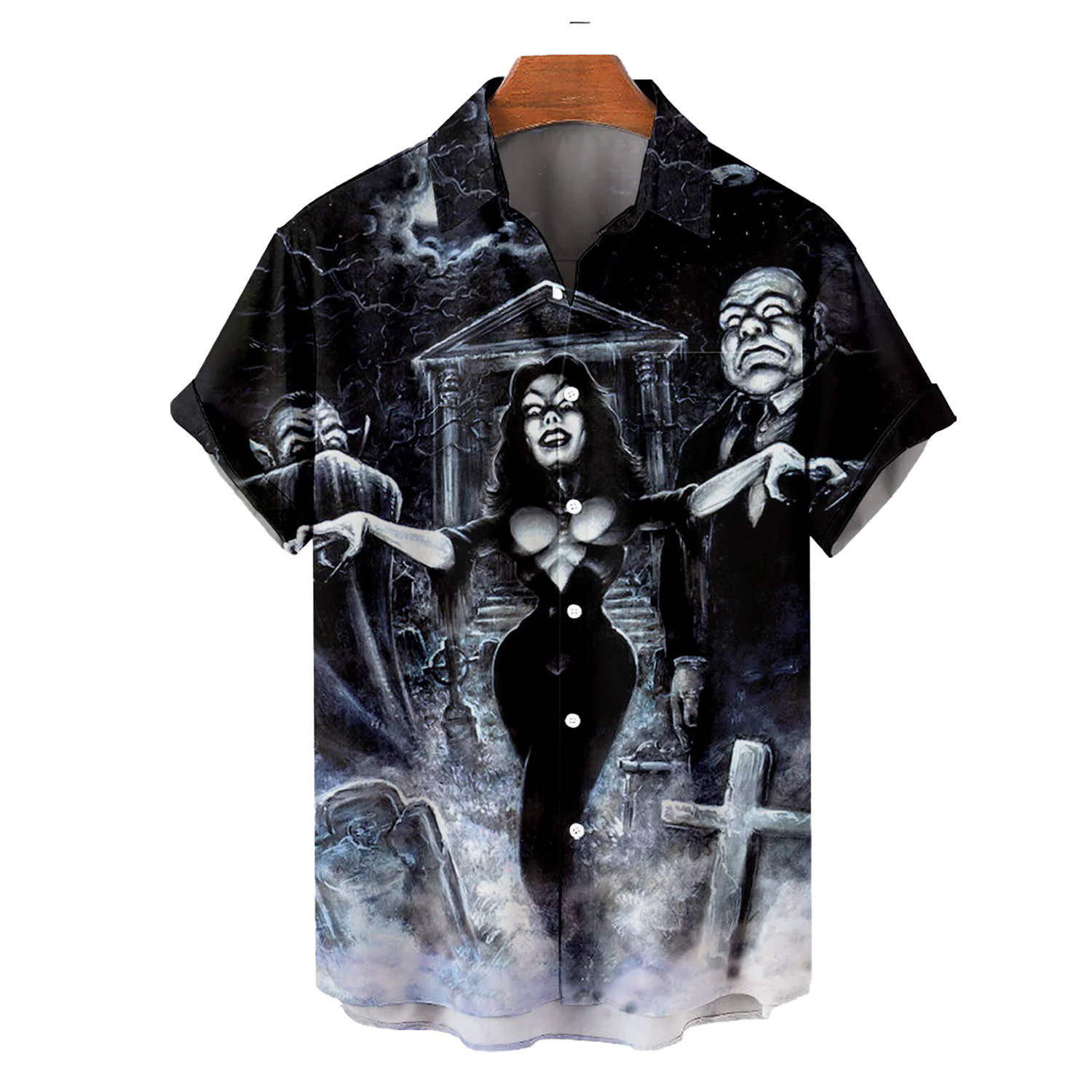 2024 hombres europeos y americanos transfronterizos venta caliente nueva camisa de manga corta de gran tamaño 3D impresión digital moda casual para hombres