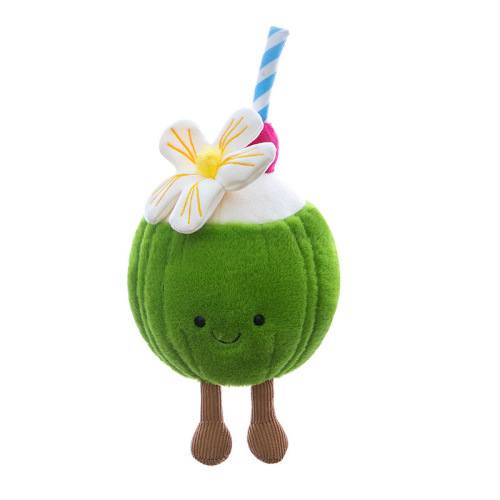 Creative Summer Coconut Table Companion Doll Simulation Fruit Plush Toy Cute Companion Cloth Doll Office Decoration