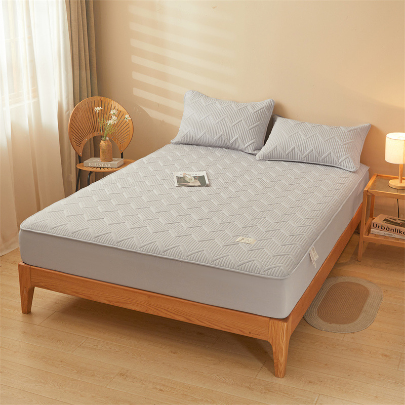 Cubierta de cama al por mayor de una sola pieza 2024 nuevo estilo de color sólido todo incluido cubierta de cama cubierta protectora de colchón original cubierta impermeable acolchada