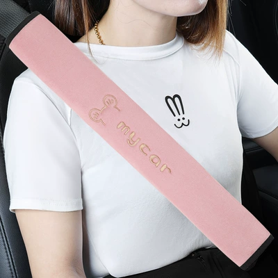 car anti-collar car decorations – Seat belt shoulder pad - pink-30cm