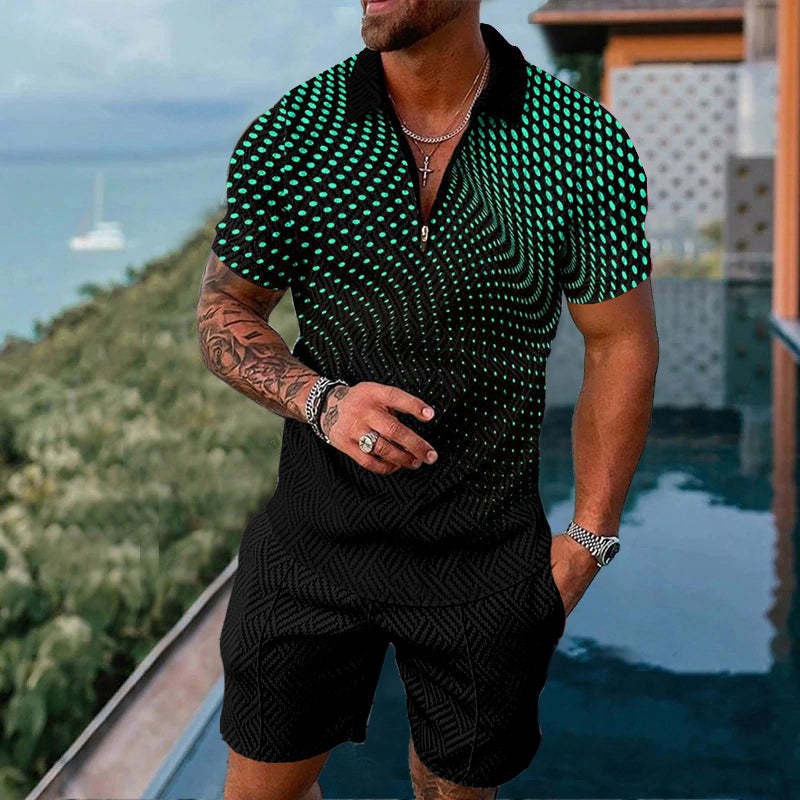 Nuevo europeo y americano transfronterizo de los hombres 3 Polo camisa traje de solapa de manga corta Jersey casual camiseta de los hombres de una sola pieza de entrega