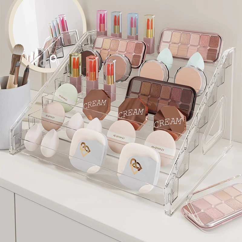 Acrylic Cosmetic Organizer, multi-layer 3–7 tiers, snap-on easy installation