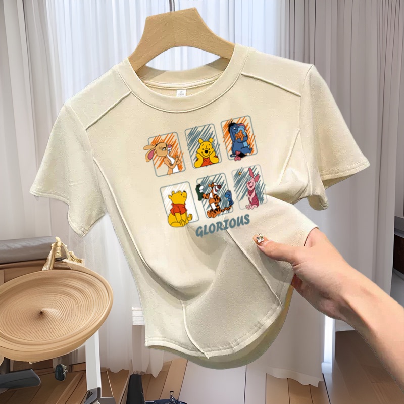 Korean Style Short-Sleeved T-Shirt for Women, Summer Plus Size, Design Print, Loose Fit, Slimming, Belly-Covering Top, New Style Korean Style Short-Sleeved T-Shirt for Women, Summer Plus Size, Design Print, Loose Fit, Slimming, Belly-Covering Top, New Style