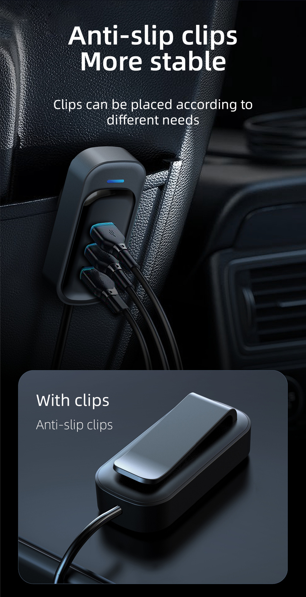 Cross-border new car usb charger snap-on car rear porous wired mobile phone 66W super fast charging