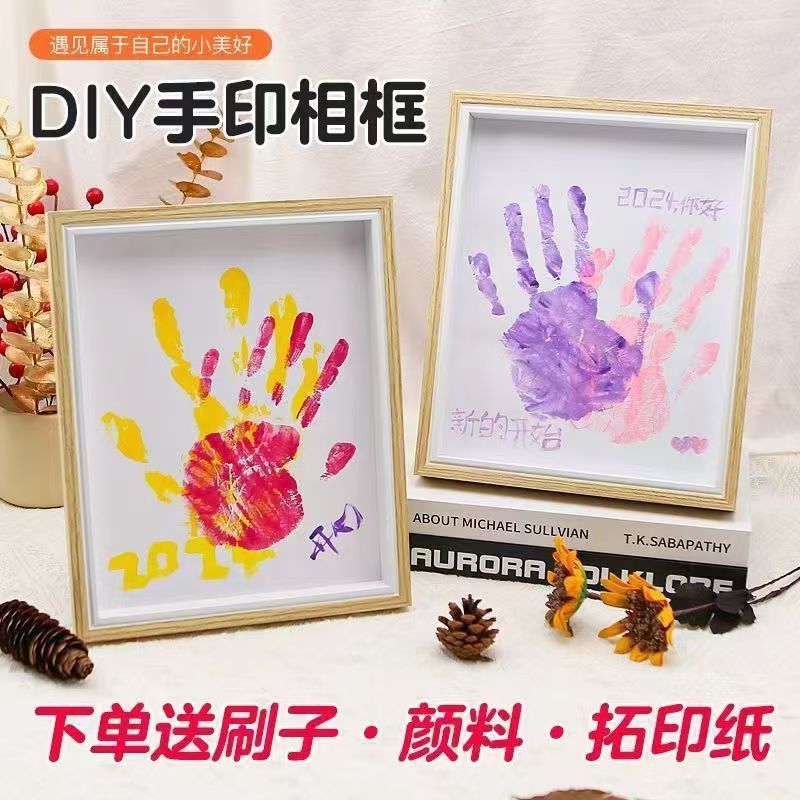 DIY Couple Baby Handprint Photo Frame Display Stand Painting Couple's Qixi Festival Gift for Boyfriend/Girlfriend Anniversary Valentine's Day Gift