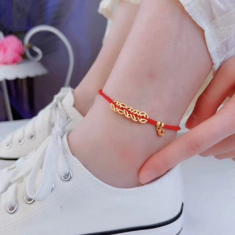 Red rope coin bracelet five Emperor money anklet this life year gold coin hollow pendant foot rope wholesale Red rope coin bracelet five Emperor money anklet this life year gold coin hollow pendant foot rope wholesale