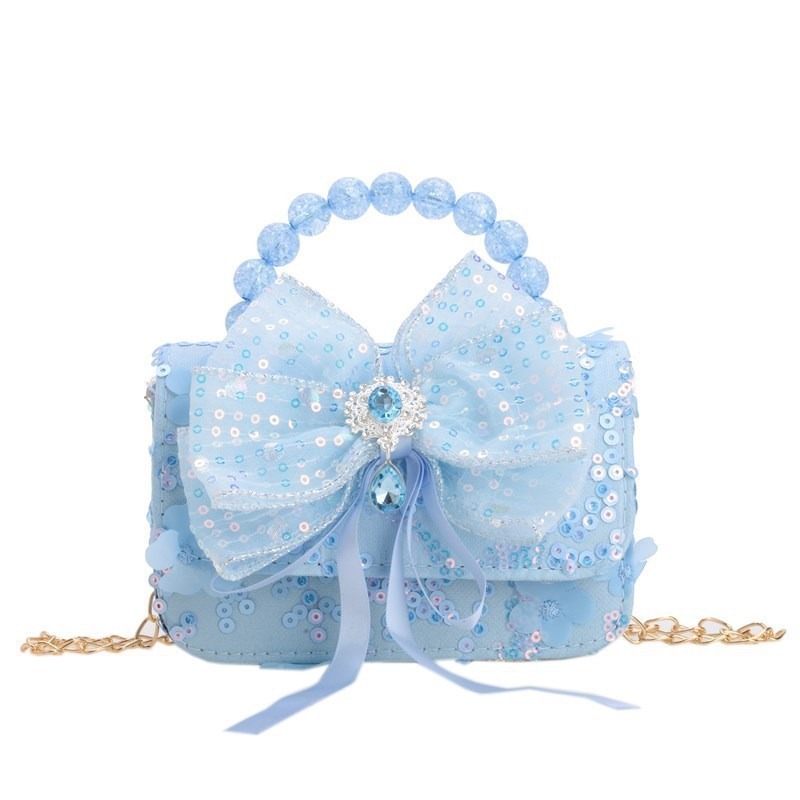 Fantástico arco de encaje princesa mochila lindos carteles animados niños bolsos de hombro bolsos de perlas de dibujos animados