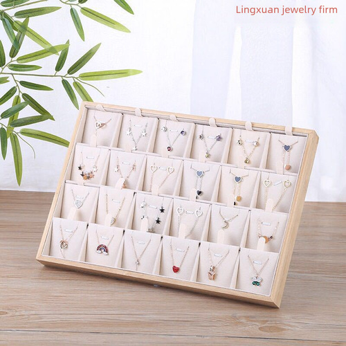 New bamboo wood jewelry necklace display stand, earring pendant storage rack, pearl jewelry display display prop