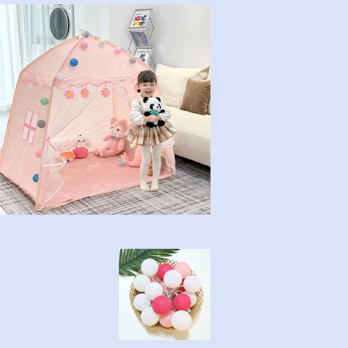 Small pink tent+cotton ball lamp recommendation index 80%