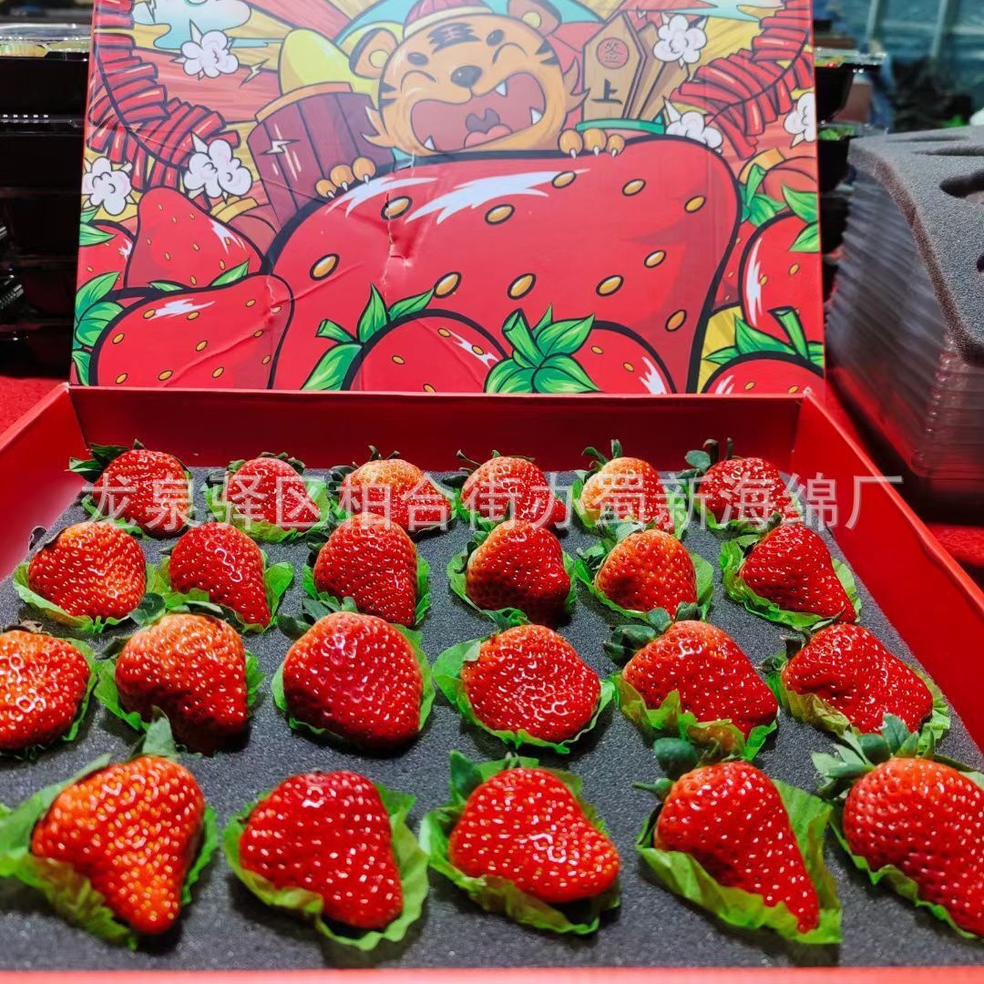 厂家供应心形草莓海绵包装/拉伸草莓成型包装/66枚77枚88枚海绵