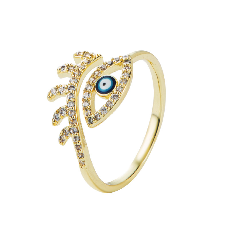 Anillo De Perlas De Ojos De Circonita Con Micro Incrustaciones De Oro Chapado En Cobre De Moda Europea Y Americana display picture 6