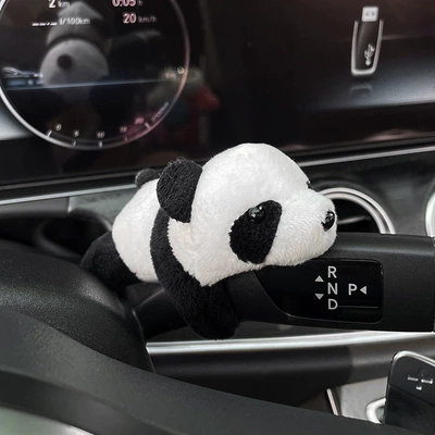 Car Rearview Mirror Decoration Plush Toy Trendy Windshield Wiper Cute Pilot Dog Car Ornament (Sürətlər qutusu və əl tormozu başlıqları) - papa-panda-huai-gang-decoration