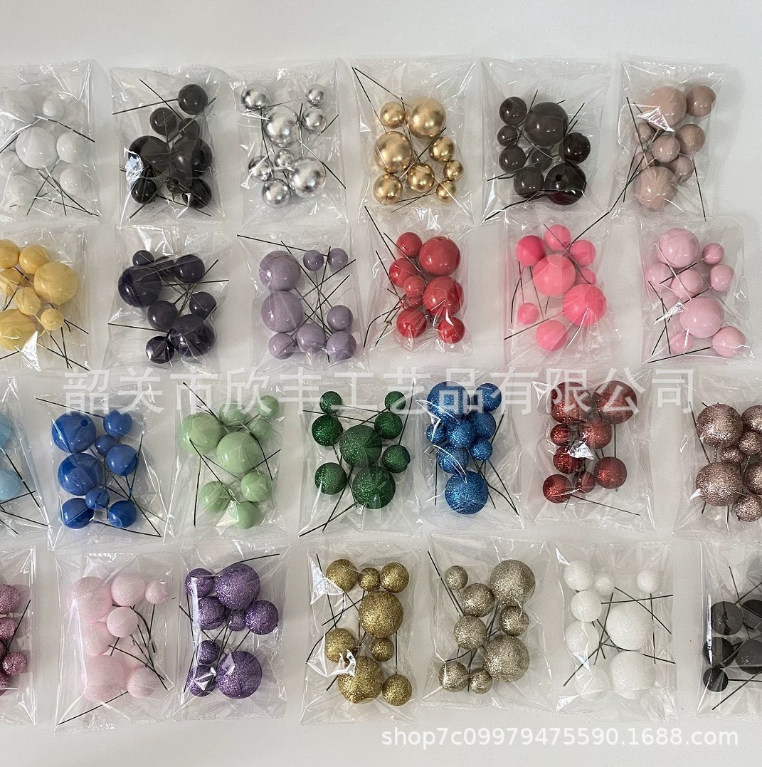 Золотой шар Серебряный шар 8 упаковок Торт Декоративный плагин Цветной шар Круглый шар Торт Декоративный шар Рождественский шар Орнамент Плагин