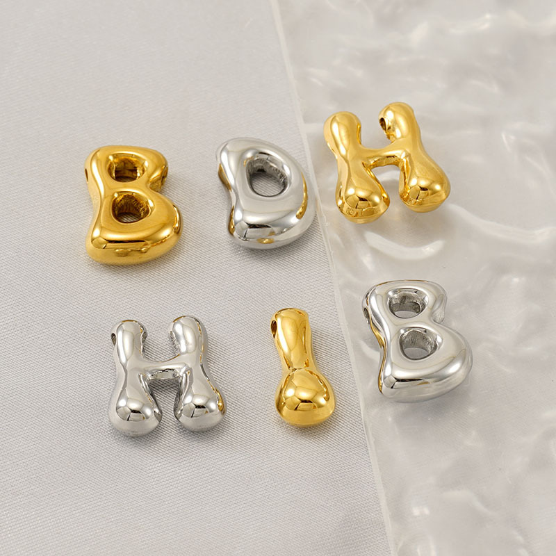 18K Gold Plated Plating Material 1 Piece 17*16mm 304 Stainless Steel 18K Gold Plated Letter DIY Jewelry Accessories Pendant