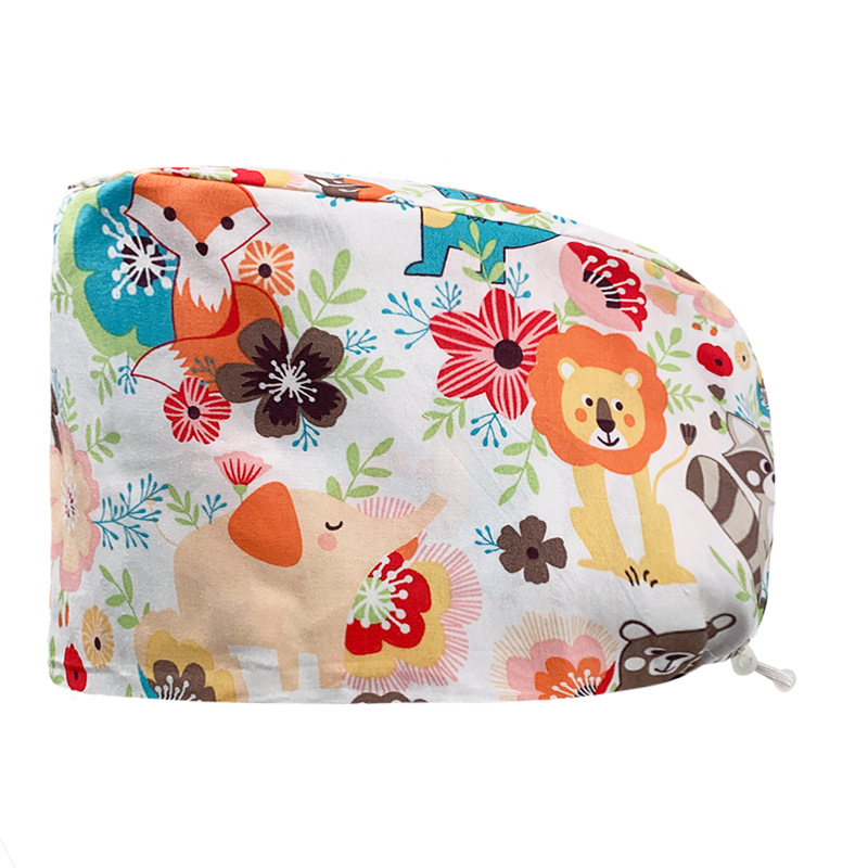 Algodón puro impreso casquillo de la enfermera tapa médica hogar tapa de la cocina aceite de catering a prueba de humo anti-pelo sombrero de trabajo de la enfermera