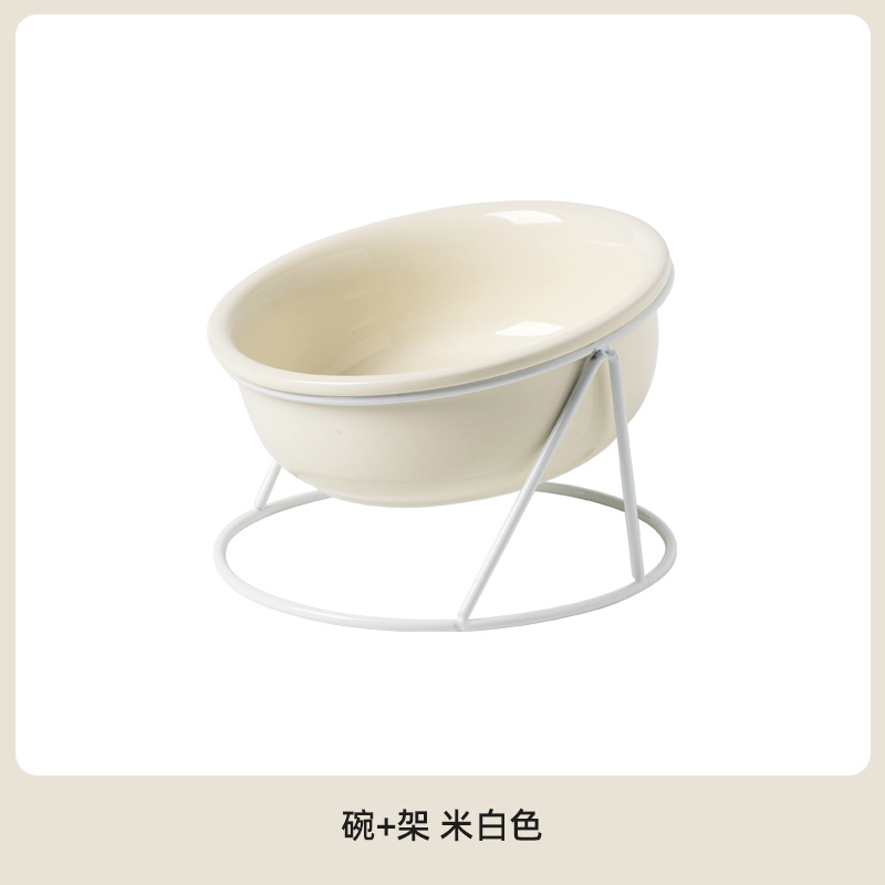 Tazón de gato de cerámica tazón de comida para gatos tazón de perro tazón de bebida tazón de comida protección cervical suministros para mascotas tazón de cerámica doble gato