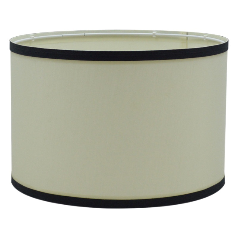 Habitación de invitados piso pantalla accesorios de la lámpara de piel de oveja recta lámpara de papel lámpara de mesa de noche luz beige mate borde negro tela