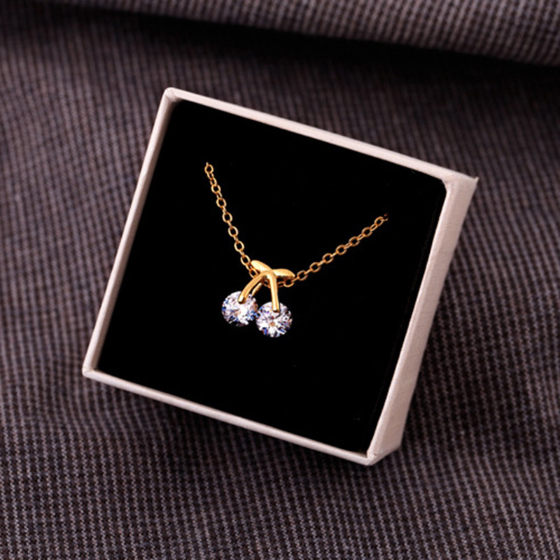 Korean Style Creative Cherry Necklace Sweet Girl Necklace Mori Style In Japan And Korea Temperament Clavicle Chain Fresh Cute Sweater Chain display picture 9