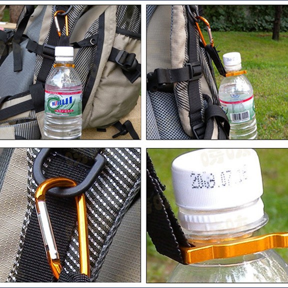 Botella de agua hebilla de agua mineral hebilla rápida colgando con brújula botella de agua hebilla mosquetón colgando hebilla equipo color completo