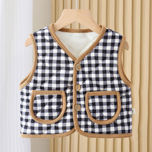 秋冬新款马甲儿童装加棉条绒保暖上衣无袖灯芯绒马夹批发一件代发