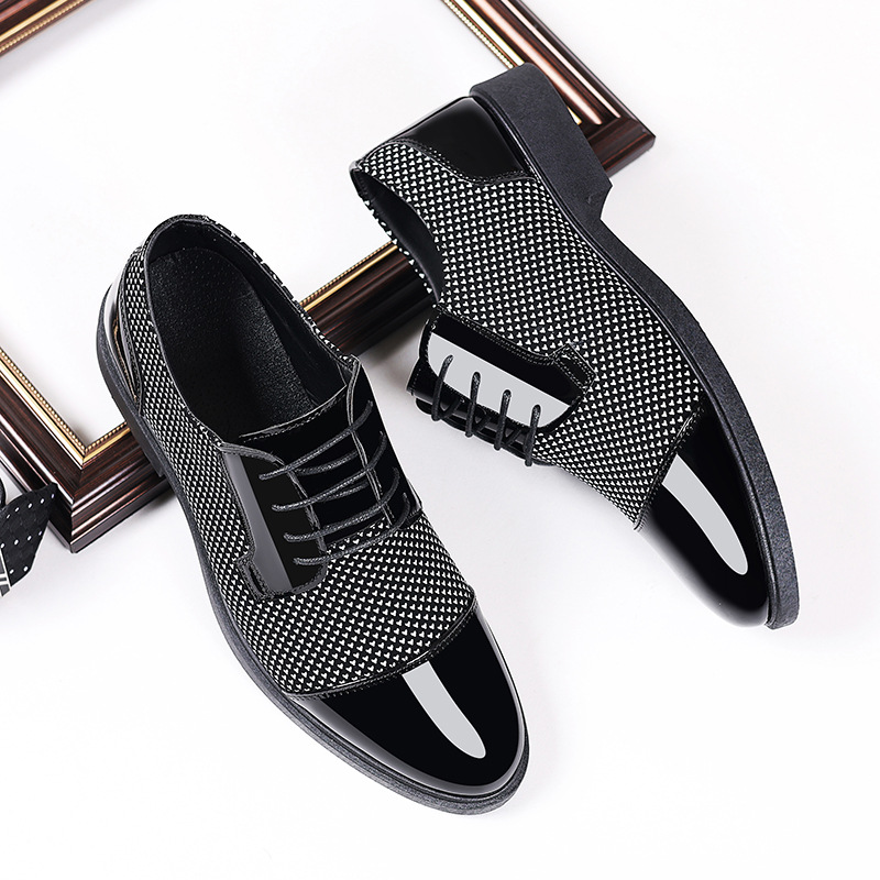 Jóvenes británicos casuales de negocios zapatos de cuero zapatos de hombre zapatos de boda de altura interior zapatos de trabajo impermeables zapatos de cabello ligero