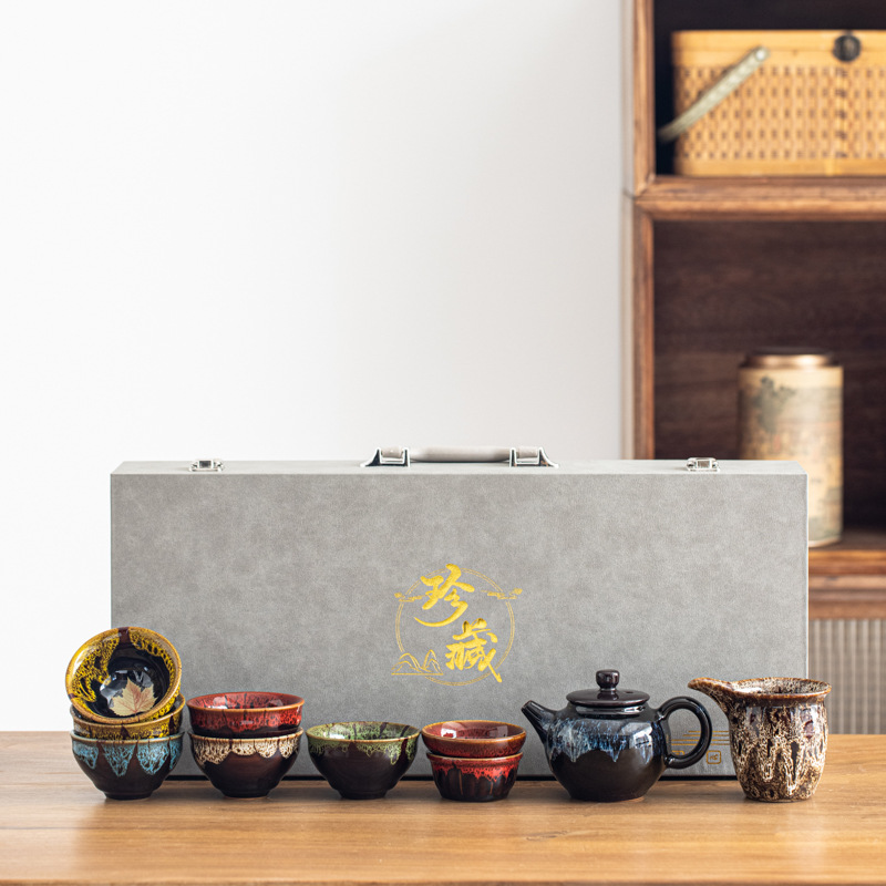 創意高顏值陶瓷窯變茶具套裝商務公司節慶活動禮品伴手禮可做logo