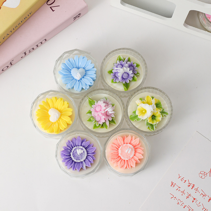 ins小雏菊花朵造型香薰杯蜡diy拍摄道具洋甘菊蜡烛情人节礼品|undefined