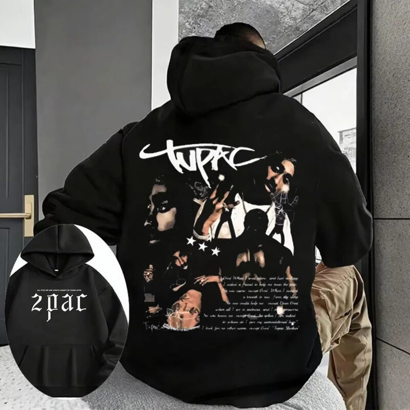 High Quality Winter Cotton Tupac Shakur 2Pac Sweatshirt Men's Street Fashion Sweatshirt New Casual Skating